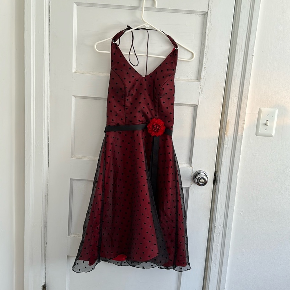 Red and black polka dots